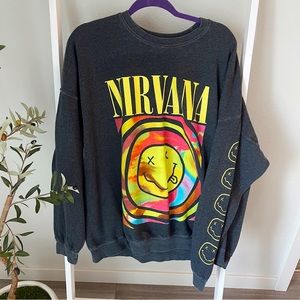 Urban Outfitters Nirvana Smile Crew Neck Sweatshirt | Size L/XL